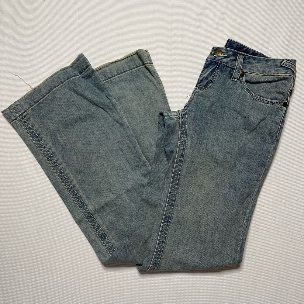 Womens free People denim blue jeans size 27 flare leg